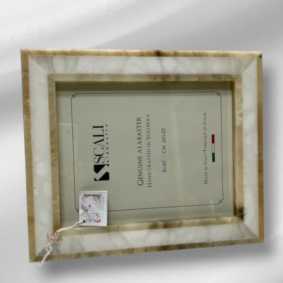 Scali Alabastro Italian Alabaster Picture Frame 8x10 White Beige Handcrafted - Picture 2 of 7
